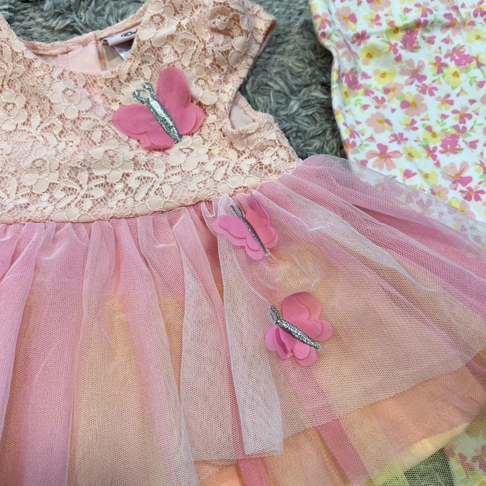 Little Lass 24M Toddler Girl Pink Lace Butterfly Tutu Dress 2pc Outfit - Picture 3 of 5